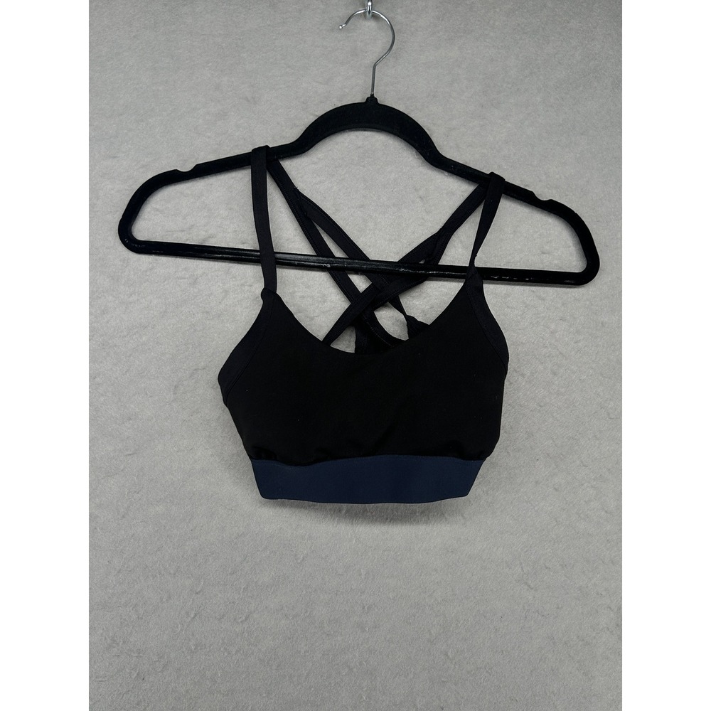 The North Face FlashDry Womens XS Black Navy Blue Criss Cross Back Sports Bra
